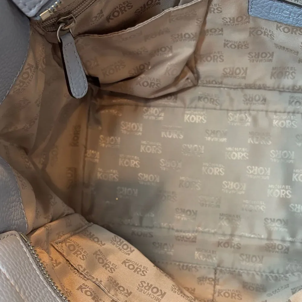 Michael Kors Bag Purse Handbag Leather Hamilton Blue Pebbled Convertible Satchel